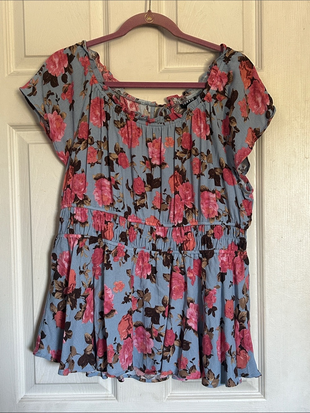 Torrid gauze rose floral babydoll top size large
